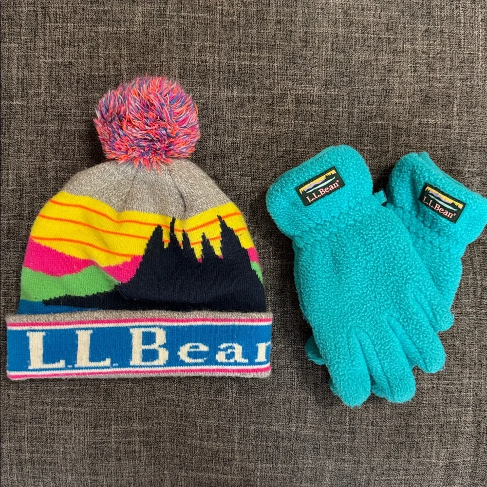 ✨ L.L. Bean Kids Winter Bundle Beanie + Fleece Gloves Set